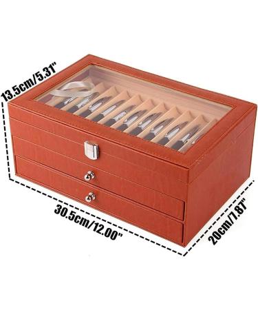 Pen Display case 3-Layer Fountain Pen Display Box 36 Slot Pen Storage Box PU Leather Glass Cover Modern Fashion Fountain Pen Collection Box Display Gifts Available in Two Options (Color : 36 Slot 36 Slot Orange - Buy Online on GoSupps.com