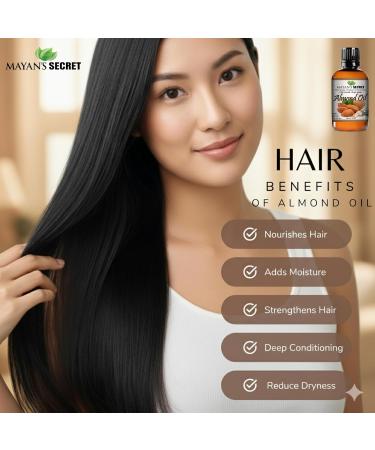 Mayan's Secret - 100% Organic Sweet Almond Oil for Skin Hair Face - Cold Pressed Pure Almond Essential Oil (4 fl. oz.) - Buy Online on GoSupps.com