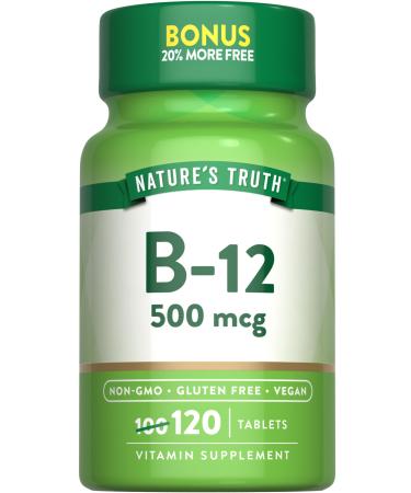Nature's Truth B12 Vitamin | 500 mcg | 120 Tablets | Vegan Non-GMO & Gluten Free Supplement