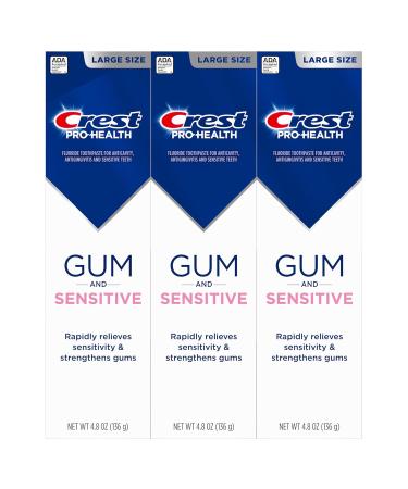 Crest Sensitive and Gum Toothpaste 4.8 oz (3 Pack) Relieves Sensitivity Strengthens Gums Anticavity Clinically Proven Antibacterial Toothpaste - Buy Online on GoSupps.com