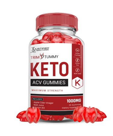 Trim Tummy Keto ACV Gummies Advanced Formula 1000MG Trim Tummy Keto Gummies Apple Cider Vinegar Formulated with Pomegranate Beet Juice Powder B12 Vegan Non GMO 60 Gummys 60 Count (Pack of 1)
