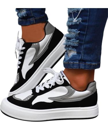 Platform Sneakers: Colorblock Lace-Up Casual Shoes for Women & Men - Black - Buy Online on GoSupps.com