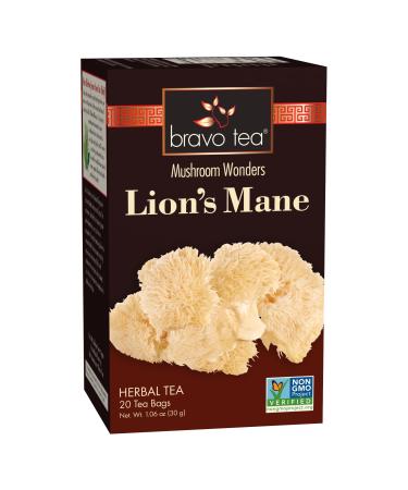 Bravo Tea Lion's Mane Mushroom Herbal Tea Caffeine Free 20 Tea Bags 6 Count 20 Count (Pack of 6)