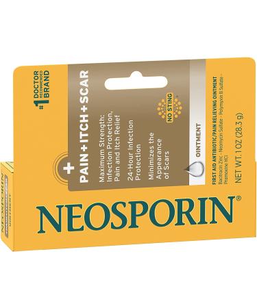 Neosporin Pain Itch Scar Ointment 1 oz - Antibacterial First Aid Treatment - Buy Online on GoSupps.com