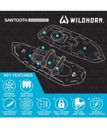 Wildhorn Outfitters Sawtooth Snow Shoes - Fully Adjustable Bindings, Lightweight Material, Hard Pack Grip, Arctic 27 - Women, Men, and Youth Sizes - Buy Online on GoSupps.com