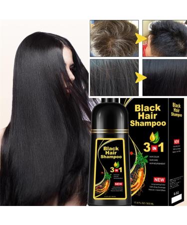  HADAVAKA 500 ml Black Hair Dye Shampoo Instant Hair Colouring Semi-Permanent Hair Dye 3-In-1 Shampoo For Men and Women Restore Hai - Buy Online on GoSupps.com