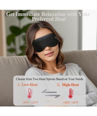 Heated Eye Mask - Vowleike Silk Cordless & Washable Eye Compress for Dry Eyes | Electric Temperature Control Heating Pad for Stye Relief & Eye Fatigue (Black - Buy Online on GoSupps.com