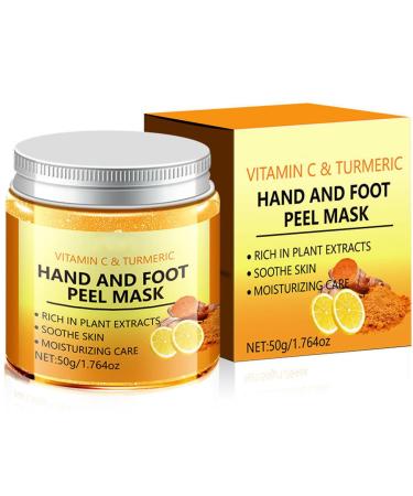 Vitamin C & Turmeric Hand And Foot Peel Mask, Hydrating Peel Off Hand Wax Mask Nourishing Exfoliating Repair Dry Rough Cracked Skin Hands Care, Exfoliating Hand Peeling Mask For Men & Women