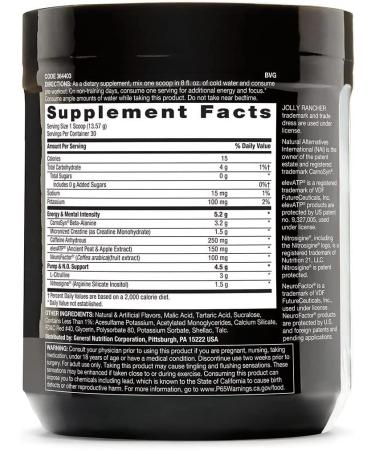 Beyond Raw LIT Pre-Workout Powder | Jolly Rancher Watermelon Flavor | 30 Servings | Caffeine, L-Citrulline, Beta-Alanine, Nitric Oxide Supplement - Buy Online on GoSupps.com