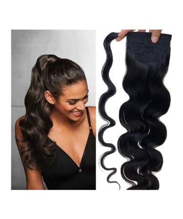 Ponytail Extension Around Drawstring Head Wear Hairpiece for Women Body Wave Ponytail Human Hair Clips in Brazilian Human Remy Hair Extension Wrap Ponytail Hair Extension(Natural Black 26inches) 26inches Natural Black