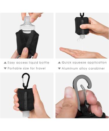 Jollsung Travel Size Hand Sanitizer Bottle Case Holder - 60ML/2 oz Flip Cap Reusable Bottles with Carabiner - Black - Buy Online on GoSupps.com