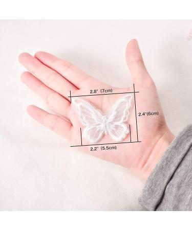 12 Pcs Double Layer Butterfly Lace Trim Embroidered Patches - White Organza Fabric for DIY Crafts and Wedding Decor - Buy Online on GoSupps.com