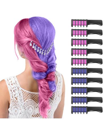 MSDADA Hair Chalk for Girls Kids-New Hair Chalk Comb Temporary Bright Washable Hair Color Dye-4 5 6 7 8 9 10 Year Old Girl Gifts Toys for Christmas,Halloween Cosplay Birthday-5 Pcs Pink+5 Pcs Purple Pink & Purple