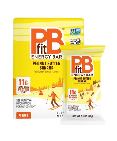PBfit Peanut Butter Banana Energy Bars 11g Protein 5g Fiber Gluten Free Vegan Plant-Based Non-GMO 2.1 Oz (Pack of 4)