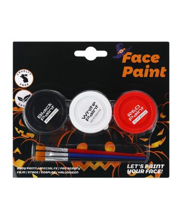 Body Paint for Skin - Washable Makeup Cream 3 Colors of Party Makeup - For Costume Adults Women Clown Vampire Witch Skeleton