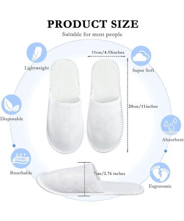 30 Pairs Satinior Disposable Spa Slippers - White Closed Toe Non Slip Hotel Travel Slippers for Women Men - Medium Size - Buy Online on GoSupps.com