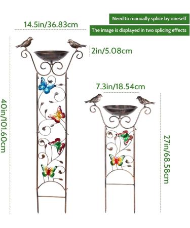 2-in-1 Bird Water Dispenser & Feeder with Garden Grilles - Metal Butterfly Design | Removable Retro Stand for Garden Decoration - Buy Online on GoSupps.com