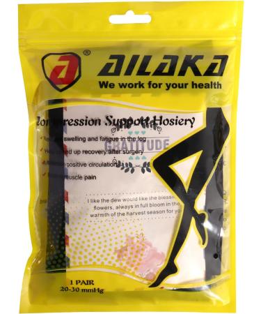 Buy Ailaka Compression Stockings with Zipper for Men & Women - 20-30 mmHg Medical Class 2 Support Socks for Varicose Veins Edema Recovery & Pregnancy - Medium Black (1 Pair) - International Shipping Available - Buy Online on GoSupps.com
