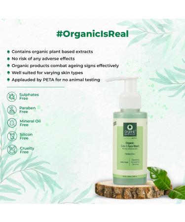 3-in-1 Organic Face Wash for Dry & Normal Skin | Daily Cleansing Scrubbing & Glowing | Paraben & Sulphate Free - 100 ml - Buy Online on GoSupps.com