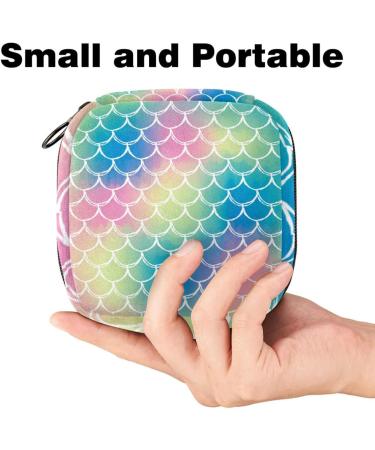Large Mermaid Scales Storage Bags for Women's Bandages - Multi-Color Zipper Pockets for Menstrual Cups & Period Inserts - Buy Online on GoSupps.com