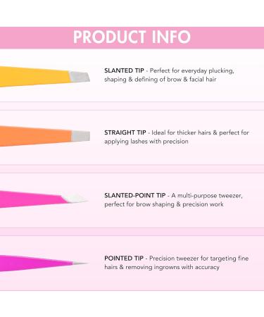 Brushworks 4 Piece Combination Tweezer Set - Brights - Buy Online on GoSupps.com