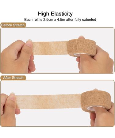 Sagafly Self-Adhering Bandage - 12 Rolls 2.5cm x 4.5m | Elastic First Aid Finger Tape Koh siver Bandage for Easy Fixing & Mixed Colors - Buy Online on GoSupps.com