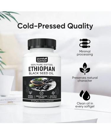 PURELYNUTRIENT Ethiopian Black Seed Oil Capsules 4.64% Thymoquinone Purely Nutrient Organic Cold Pressed Black Cumin Seed Oil Softgels Non-GMO Gluten-Free 60 Softgels - Buy Online on GoSupps.com