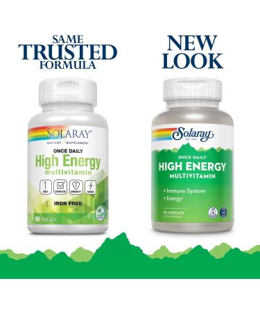 SOLARAY High Energy Multivitamin Iron Free | Whole Food & Herb Base | Non-GMO | 90 VegCaps - Buy Online on GoSupps.com