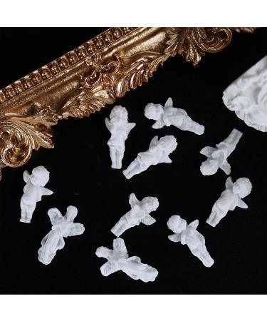 WOKOTO 90PCS White Angel Nail Charms - 3D Retro Baroque Cupid Designs for Acrylic Nails - Nail Art Accessories for Women - Buy Online on GoSupps.com
