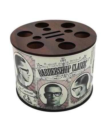 Barber Scissors Storage Holder - Wooden Material Round Barber Tools Storage Holder | Hairdressing Tools Desktop Organizer | Multiple Compartments Barber Scissors Holder for Salons Homes Parlors