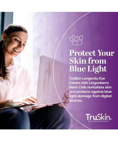 TruSkin Longevity Eye Cream - Caffeine & Bakuchiol for Healthy Aging | Anti-Aging Eye Care with Lingonberry & Coffeeberry Extract - 0.5 fl oz - Buy Online on GoSupps.com