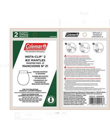 Coleman Mantle Sock Instaclip Tab (2 Pack) - Buy Online on GoSupps.com