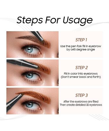 Microblading Waterproof Eyebrow Pen - Long-Lasting Liquid Brow Pencil for Natural Eye Makeup | Smudgeproof & All Day Stay (Light Brown) - Buy Online on GoSupps.com