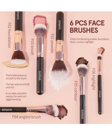 SIXPLUS 11Pcs Makeup Brushes Set Professional with Case - Royal Golden Brushes for Foundation, Powder, Concealer, Eyeshadow, Blush - Portable Storage Bag & Guide Included - Best Make Up Brush Kit Gift for Women - Buy Online on GoSupps.com
