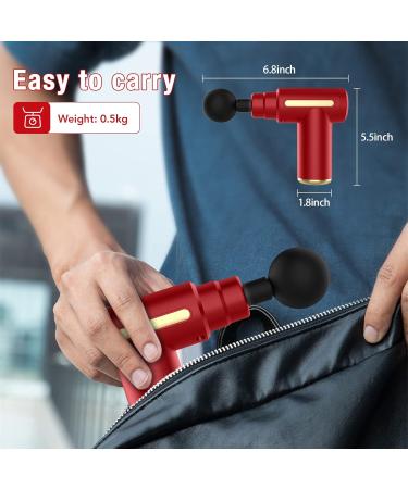 Shavingfun Mini Massage Gun - 6 Speeds & 4 Heads LCD Touchscreen for Shoulder & Body Relaxation | Alleviate Muscle Pain (Red) - Buy Internationally - Buy Online on GoSupps.com