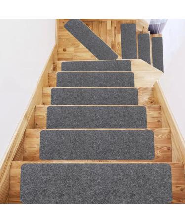 Ruiqas 14pcs Stair Pads Stair Treads Mats Self Adhesive Stair Rugs Mats Washable Reusable for Wooden Steps Indoor - Buy Online on GoSupps.com