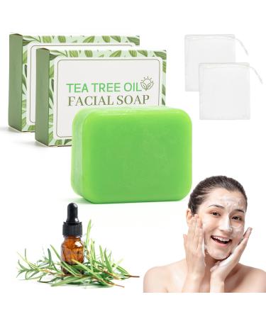 Lot De 2 Savons L'Arbre Th Savon Antifongique Pour Le Visage Le Corps Et Les Mains - R gule Le S bum Purifie Les Pores Pr vient Les Imperfections Apaise La Peau Fra che