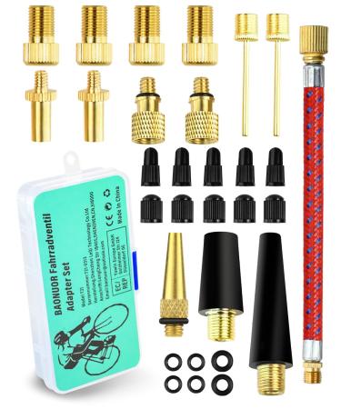 Baonuor bicycle valve adapter set French valve adapter bicycle air pump adapter for bicycle valve on autoventile sclaverand valve to Schrader Dunlop valve adapter - Buy Online on GoSupps.com