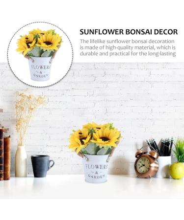 HOMSFOU 1pc Simulated Sunflower Faux Potted Plants Flower in Indoor Planters Sunflower Flower Pot Artificial Household Decor Jug Vase Sunflower Bonsai Decor Iron Plastic Twine Flowers Chic Yellow 20x11cm - Buy Online on GoSupps.com
