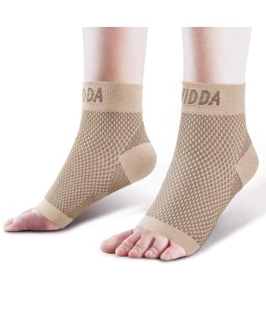 AVIDDA Plantar Fasciitis Support Socks 1 Pair Ankle Support Compression Foot Sleeves for Sprained Ankle Running Sports Protection and Pain Relief XL Beige Pair