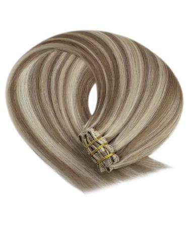 Youngsee 40 cm Clip In Extensions - Real Remy Hair Light Brown & Blonde 120g (7 Pieces) - Buy Online on GoSupps.com