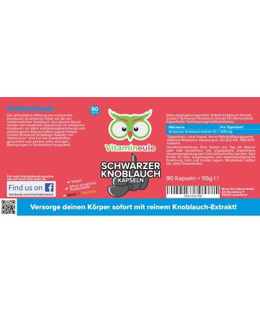 Buy Black Garlic Capsules 500mg - High Dose Odorless Fermented Extract (10:1) - Vegan Additive-Free S-Allylcysteine (SAC) - Quality from Germany - Lab Tested - VitamineULE  - Buy Online on GoSupps.com