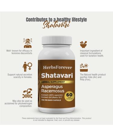 Herbsforever Shatavari(Asparagus Racemosus)-Extra Strength (8:1) Extract Equiv.to 3200mg Root Powder Per Serving-Fertility & Female Support Cycle Hormonal Balance 40% Saponins|60Veg Capsules|750mg 60 Count (Pack of 1) - Buy Online on GoSupps.com