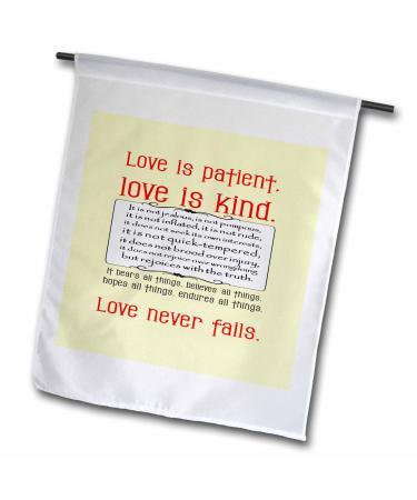 3dRose Love is Patient Love is Kind Corinthians - Flags (fl_355377_1) 12 x 18 inch Garden Flag