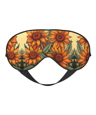 Spring Sunflowers Retro Flowers Print Unisex Sleep Eye Mask Soft Comfort Eye Shade Cover for Travel/Yoga/Shift Work Black