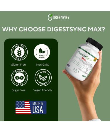 DigestSync Max Extra Strength Digestive Support 60 Capsules Gluten Free Vegan Natural Ingredients (1) - Buy Online on GoSupps.com