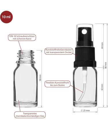 Handsunity 10ml Glass Spray Bottle Set - 12 Black Atomizer Bottles + 29 Accessories - Ideal for Pharmacy & DIY Use - Buy Online on GoSupps.com