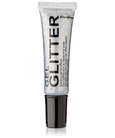 Gel Glitter Silver. Sparkling Glitter for your face & body with fine nib applicator Glitter Silver 10 ml (Pack of 1)
