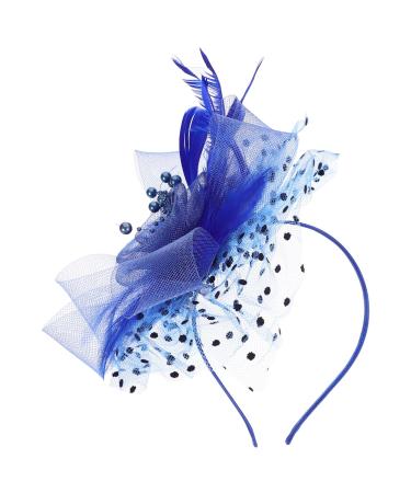 Lurrose Flower Hair Accessories Fascinators Hat for Women Fascinators hair clip Tea Party Headband Hair Clips for Women Wedding Cocktail Party Blue Ladies Hats One Size Blue