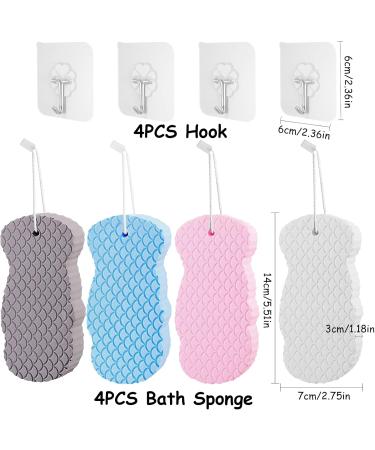 Topjowga 4PCs Super Soft Exfoliating Bath Sponge - Gentle Peeling Shower Sponge for Adults & Kids | Skin Health Protection - Buy Online on GoSupps.com